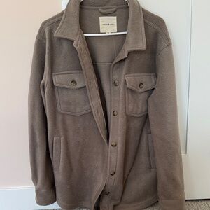 Thread and Supply Taupe Fleece Button-Up Jacket